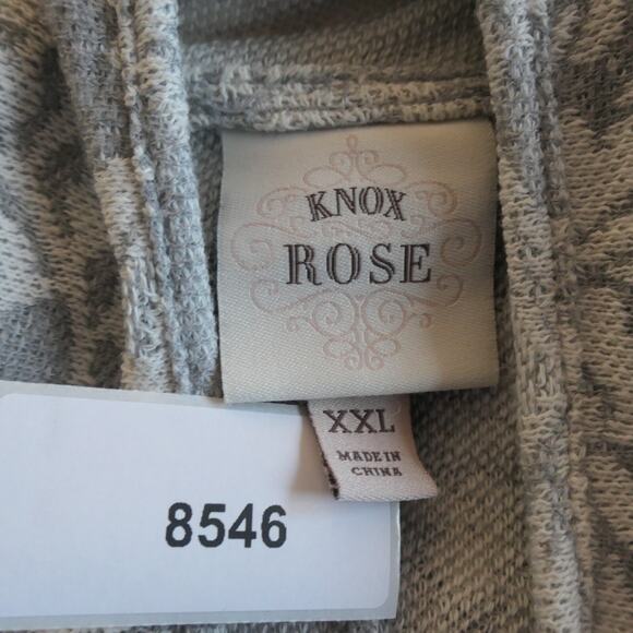 Knox Rose Cardigan Sweater Womens XXL Gray Floral Drape Front Boho Soft Girl - Picture 14 of 14